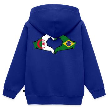 Algerien Brasilien Flagge Hände Herzform used - Kinder Premium Organic Zip Hoodie - Royalblau - Hinten - AI Model Kid Male (0cm)