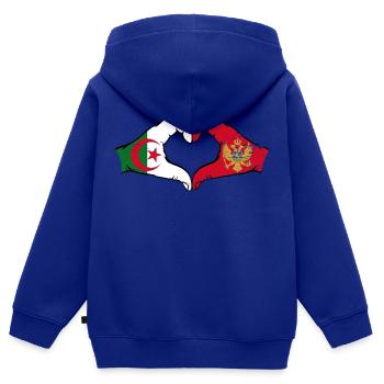 Algerien Montanegro Flagge Hände Herzform used - Kinder Premium Organic Zip Hoodie - Royalblau - Hinten - AI Model Kid Male (0cm)