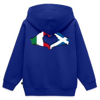 Italy Scotland Hands Heart Shape - Kids Premium Organic Zip-up Hoodie - royal blue - Back - AI Model Kid Male (0cm)