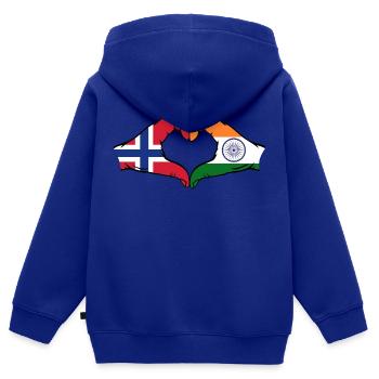 Norwegen Indien Hände Herzform - Kinder Premium Organic Zip Hoodie - Royalblau - Hinten - AI Model Kid Male (0cm)