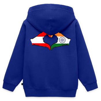 Austria India hands heart shape - Kids Premium Organic Zip-up Hoodie - royal blue - Back - AI Model Kid Male (0cm)