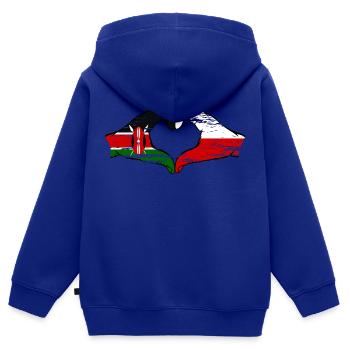 Kenya Poland hands heart shape used - Kids Premium Organic Zip-up Hoodie - royal blue - Back - AI Model Kid Male (0cm)