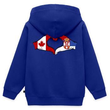 Kanada Serbien Hände Herzform - Kinder Premium Organic Zip Hoodie - Royalblau - Hinten - AI Model Kid Male (0cm)