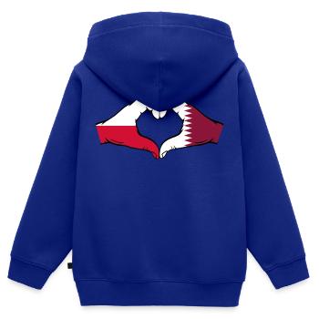 Polen Katar Flagge Hände Herzform - Kinder Premium Organic Zip Hoodie - Royalblau - Hinten - AI Model Kid Male (0cm)