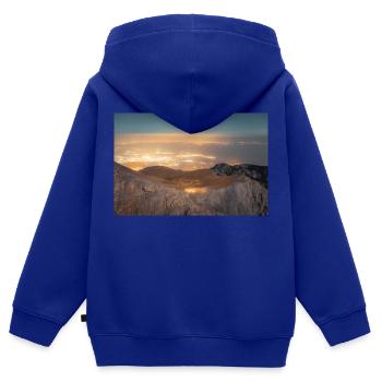 Le mont Olympe et les villes voisines de la Grèce la nuit - Sweat Premium à capuche zippé enfant bio - bleu roi - Dos - AI Model Kid Male (0cm)