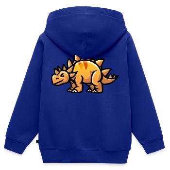 Dinosaur Stegosaurus Comic - Kids Premium Organic Zip-up Hoodie - royal blue - Back - AI Model Kid Male (0cm)