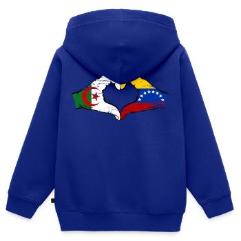 Algerien Venezuela Flagge Hände Herzform used - Kinder Premium Organic Zip Hoodie - Royalblau - Hinten - AI Model Kid Male (0cm)