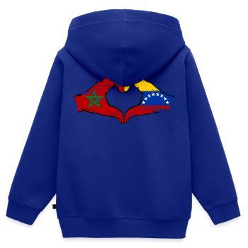 Marokko Venezuela Flagge Hände Herzform used - Kinder Premium Organic Zip Hoodie - Royalblau - Hinten - AI Model Kid Male (0cm)