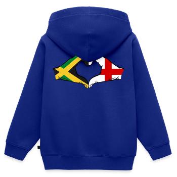 Jamaica England Hands Heart Shape - Kids Premium Organic Zip-up Hoodie - royal blue - Back - AI Model Kid Male (0cm)