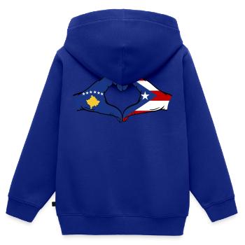 Kosovo Puerto Rico Hände Herzform - Kinder Premium Organic Zip Hoodie - Royalblau - Hinten - AI Model Kid Male (0cm)