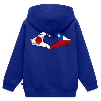 Japan Chile flag hands heart shape used - Kids Premium Organic Zip-up Hoodie - royal blue - Back - AI Model Kid Male (0cm)