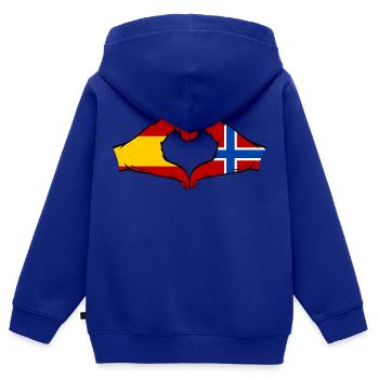Spanien Norwegen Flagge Hände Herz - Kinder Premium Organic Zip Hoodie - Royalblau - Hinten - AI Model Kid Male (0cm)