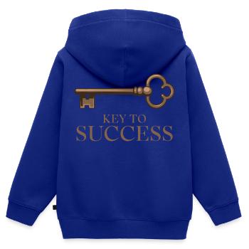 LA CLÉ DU SUCCÈS - Sweat Premium à capuche zippé enfant bio - bleu roi - Dos - AI Model Kid Male (0cm)