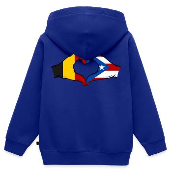 Belgien Puerto Rico Flagge Hände Herzform - Kinder Premium Organic Zip Hoodie - Royalblau - Hinten - AI Model Kid Male (0cm)