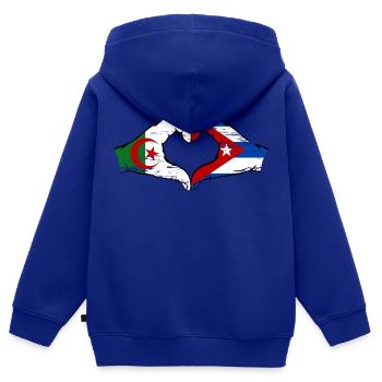 Algerien Kuba Flagge Hände Herzform used - Kinder Premium Organic Zip Hoodie - Royalblau - Hinten - AI Model Kid Male (0cm)