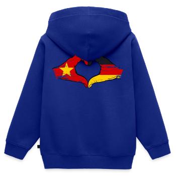 Vietnam Deutschland Flagge Hände Herzform used - Kinder Premium Organic Zip Hoodie - Royalblau - Hinten - AI Model Kid Male (0cm)