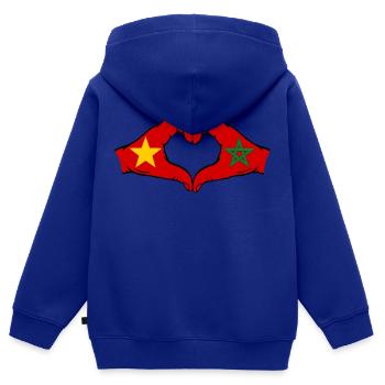 Vietnam Marokko Flagge Hände Herzform - Kinder Premium Organic Zip Hoodie - Royalblau - Hinten - AI Model Kid Male (0cm)