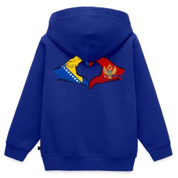 Bosnien Montenegro Flagge Hände Herzform used - Kinder Premium Organic Zip Hoodie - Royalblau - Hinten - AI Model Kid Male (0cm)