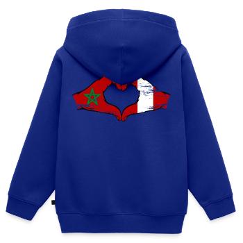 Marokko Peru Flagge Hände Herzform used - Kinder Premium Organic Zip Hoodie - Royalblau - Hinten - AI Model Kid Male (0cm)