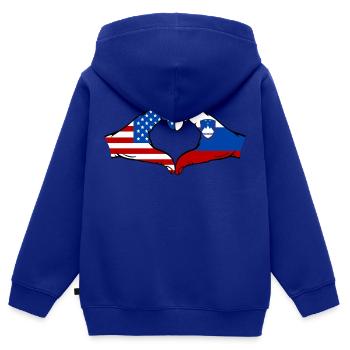 USA Slowenien Flagge Haende Herzform - Kinder Premium Organic Zip Hoodie - Royalblau - Hinten - AI Model Kid Male (0cm)