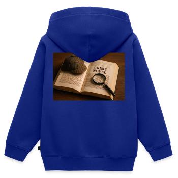 Buch, Lupe und Krimi - Kinder Premium Organic Zip Hoodie - Royalblau - Hinten - AI Model Kid Male (0cm)