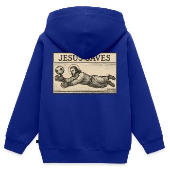 Jesus rettet – Göttliche LOLs - Kinder Premium Organic Zip Hoodie - Royalblau - Hinten - AI Model Kid Male (0cm)