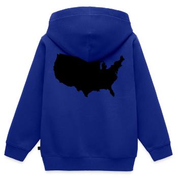 United States of America - Kinder Premium Organic Zip Hoodie - Royalblau - Hinten - AI Model Kid Male (0cm)