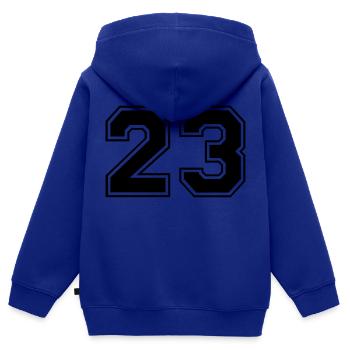 23 - Kinder Premium Organic Zip Hoodie - Royalblau - Hinten - AI Model Kid Male (0cm)