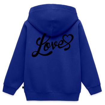 love - Sweat Premium à capuche zippé enfant bio - bleu roi - Dos - AI Model Kid Male (0cm)
