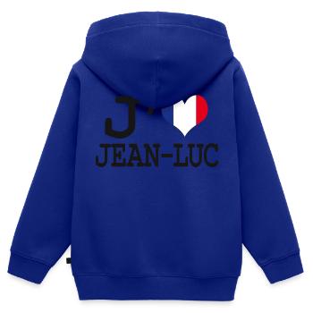 Ich liebe jean-luc - Kinder Premium Organic Zip Hoodie - Royalblau - Hinten - AI Model Kid Male (0cm)