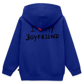 i love my boyfriend - design - Kinder Premium Organic Zip Hoodie - Royalblau - Hinten - AI Model Kid Male (0cm)