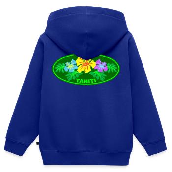 tahiti Hibiskus - Kinder Premium Organic Zip Hoodie - Royalblau - Hinten - AI Model Kid Male (0cm)