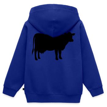 Kuh - Kinder Premium Organic Zip Hoodie - Royalblau - Hinten - AI Model Kid Male (0cm)