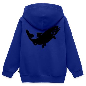 Truite - Sweat Premium à capuche zippé enfant bio - bleu roi - Dos - AI Model Kid Male (0cm)