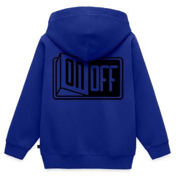 turn off off on switch button switch on - Kids Premium Organic Zip-up Hoodie - royal blue - Back - AI Model Kid Male (0cm)