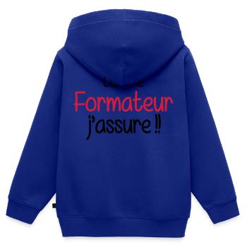 Formateur / Formatrice / Formation / Education - Sweat Premium à capuche zippé enfant bio - bleu roi - Dos - AI Model Kid Male (0cm)
