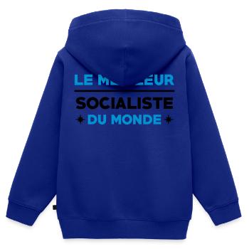 Socialisme / Socialiste / Syndicat / Politique PS - Sweat Premium à capuche zippé enfant bio - bleu roi - Dos - AI Model Kid Male (0cm)