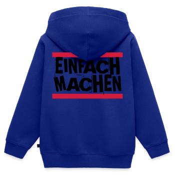 EINFACH MACHEN - Kinder Premium Organic Zip Hoodie - Royalblau - Hinten - AI Model Kid Male (0cm)