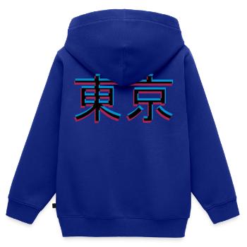 Effet 3D Tokyo - Sweat Premium à capuche zippé enfant bio - bleu roi - Dos - AI Model Kid Male (0cm)