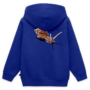 escargot avec ombre - Sweat Premium à capuche zippé enfant bio - bleu roi - Dos - AI Model Kid Male (0cm)