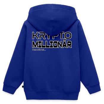 Krypto Millionär - demnächst - Kinder Premium Organic Zip Hoodie - Royalblau - Hinten - AI Model Kid Male (0cm)