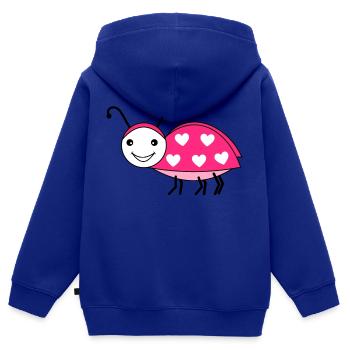 Mai coléoptère rose - Sweat Premium à capuche zippé enfant bio - bleu roi - Dos - AI Model Kid Male (0cm)