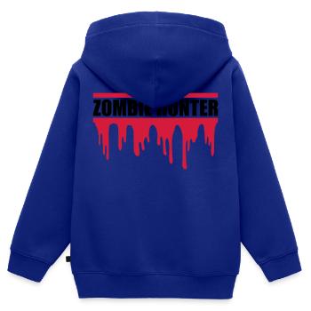 zombie hunter Halloween Quote - Kids Premium Organic Zip-up Hoodie - royal blue - Back - AI Model Kid Male (0cm)