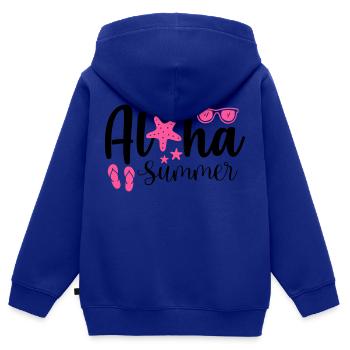 Aloha Été - Sweat Premium à capuche zippé enfant bio - bleu roi - Dos - AI Model Kid Male (0cm)
