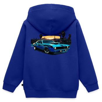 V8 Muscle Car Blue Series - Kinder Premium Organic Zip Hoodie - Royalblau - Hinten - AI Model Kid Male (0cm)