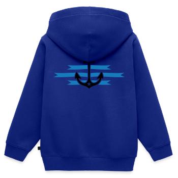 ancre - Sweat Premium à capuche zippé enfant bio - bleu roi - Dos - AI Model Kid Male (0cm)
