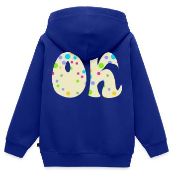 Ok - Kinder Premium Organic Zip Hoodie - Royalblau - Hinten - AI Model Kid Male (0cm)