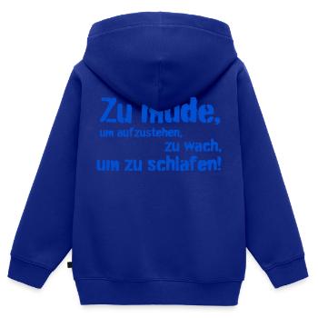 zu müde - Kinder Premium Organic Zip Hoodie - Royalblau - Hinten - AI Model Kid Male (0cm)
