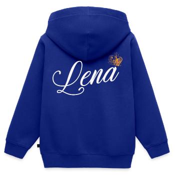 Lena Nom personnalisé pour les femmes Enfants Bambins - Lena - Sweat Premium à capuche zippé enfant bio - bleu roi - Dos - AI Model Kid Male (0cm)