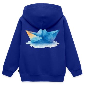 papierboot aquarell - Kinder Premium Organic Zip Hoodie - Royalblau - Hinten - AI Model Kid Male (0cm)